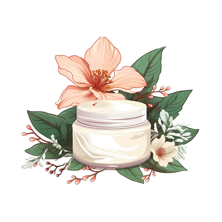 Cream Jar with Peach Flower
