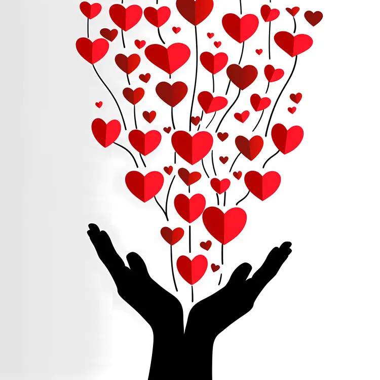 Hands Releasing Red Hearts