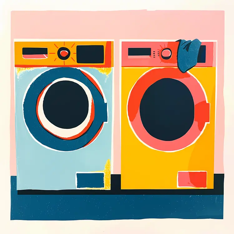 Colorful Washing Machines Illustration