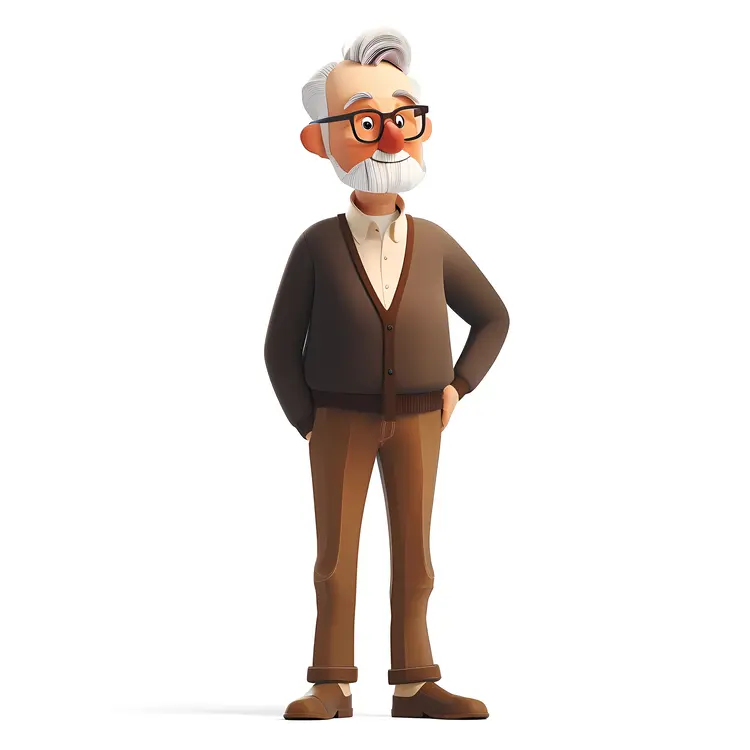Old Man with Glasses and Sweater