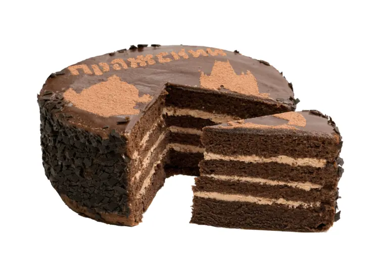 Whole Chocolate Cake with a Slice