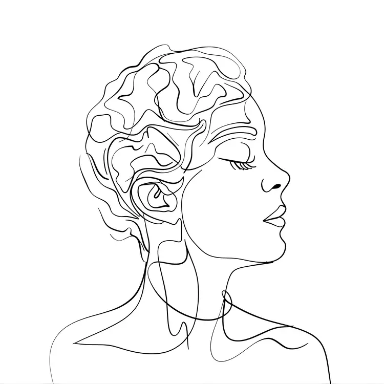 Minimalist Line Art Woman Profile