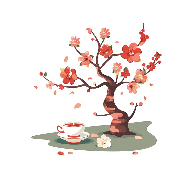 Minimalist Tea Cup with Bonsai Tree