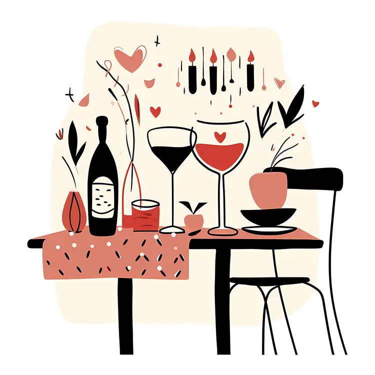 Elegant Dinner Setup with Wine and Food