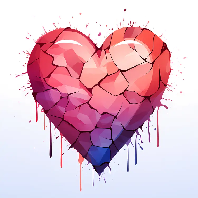 Cracked Heart with Paint Splashes