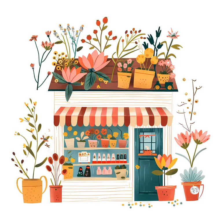 Small Flower Shop with Potted Plants