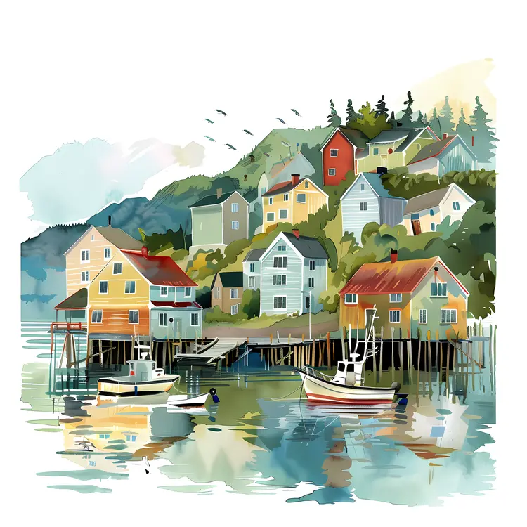 Charming Seaside Village with Boats