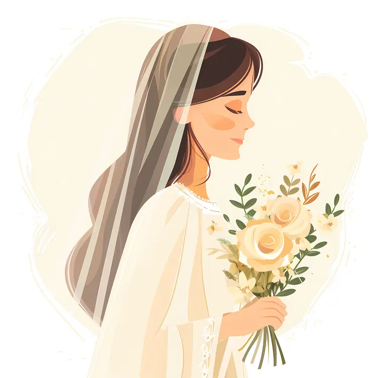 Bride Holding White Bouquet