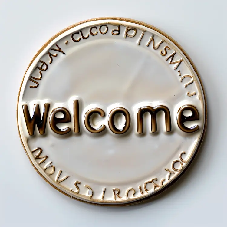 Round Gold Welcome Sign