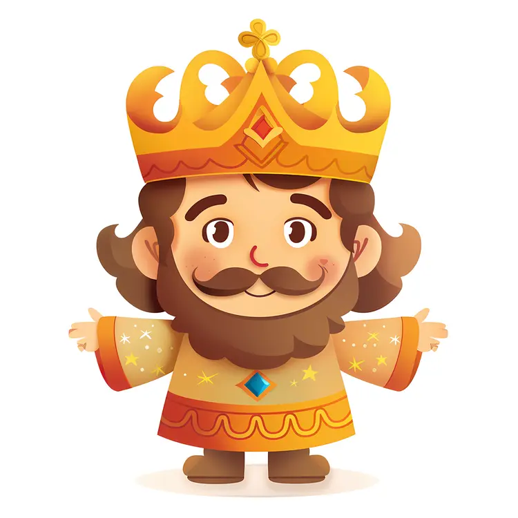 Cute Cartoon King with Crown