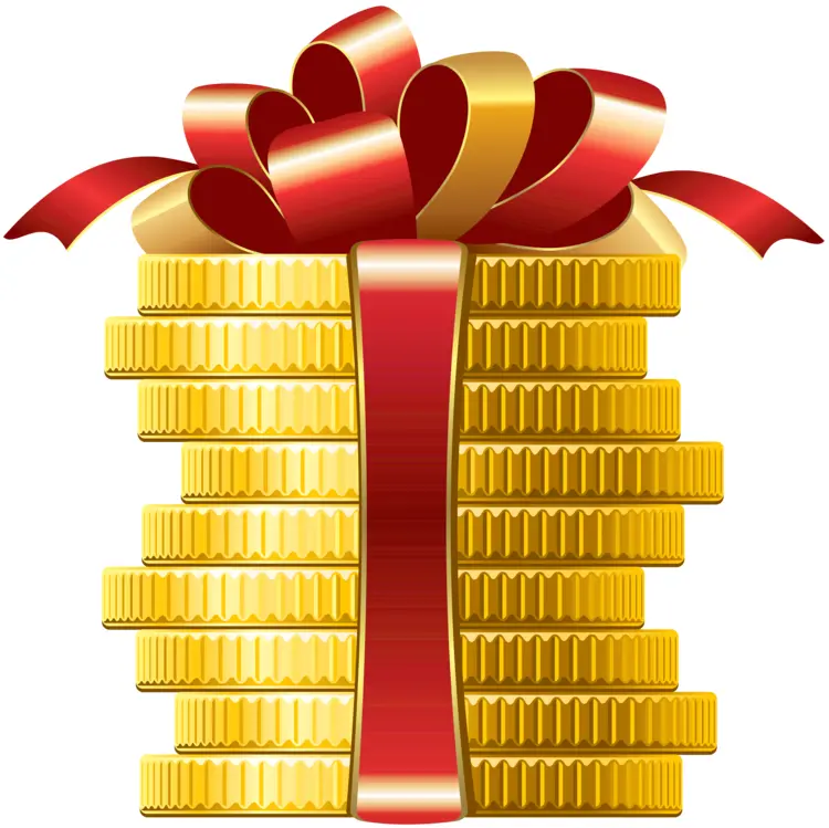 Stack of Gold Coins with Ribbon