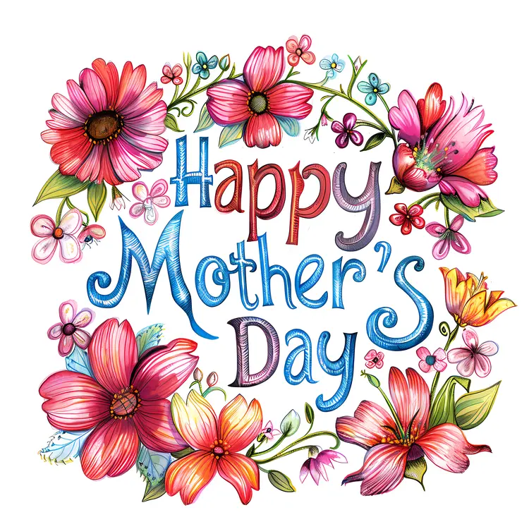Happy Mother's Day Floral Illustration