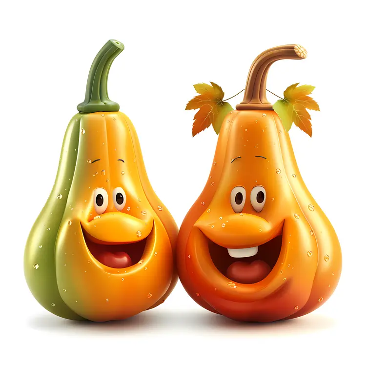 Happy Gourds with Smiling Faces