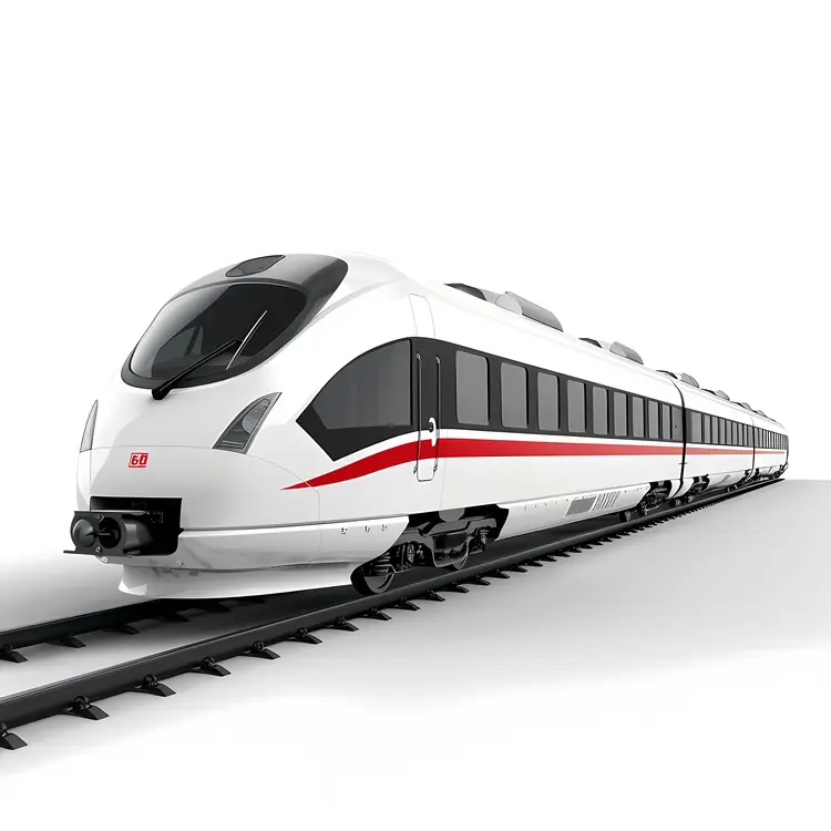 Modern High-Speed Train on Tracks