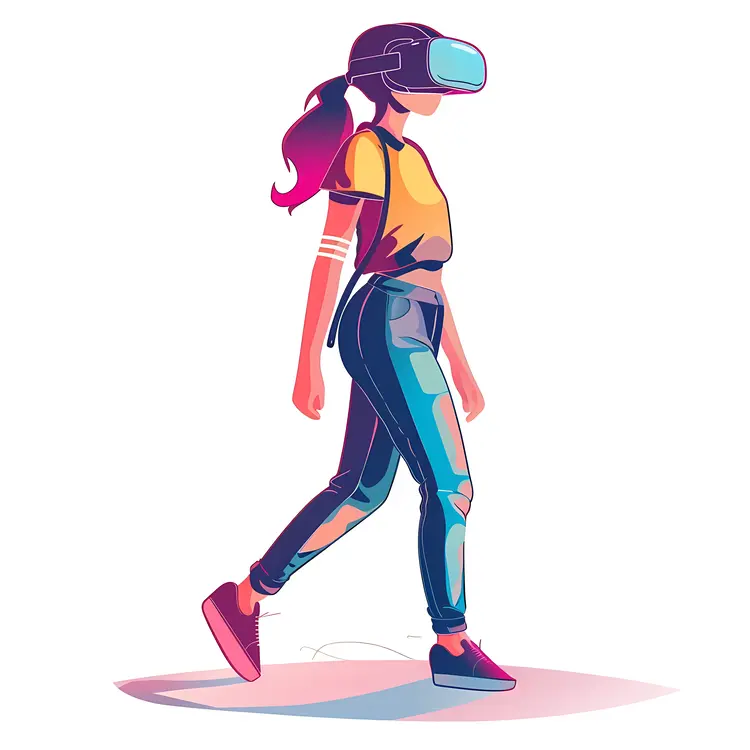 Girl in Colorful Outfit with VR Headset