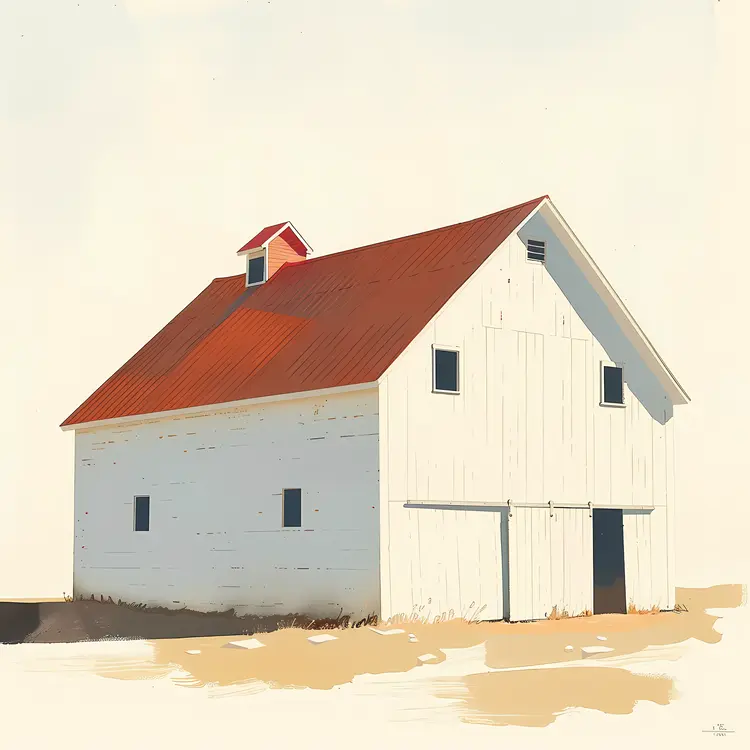 White Barn with Red Roof