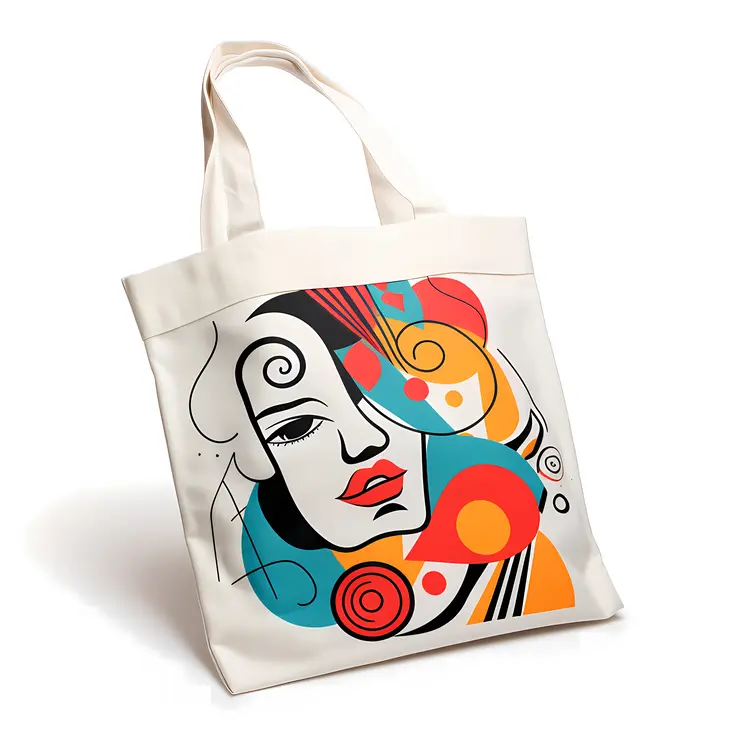 Colorful Abstract Face Art Tote Bag