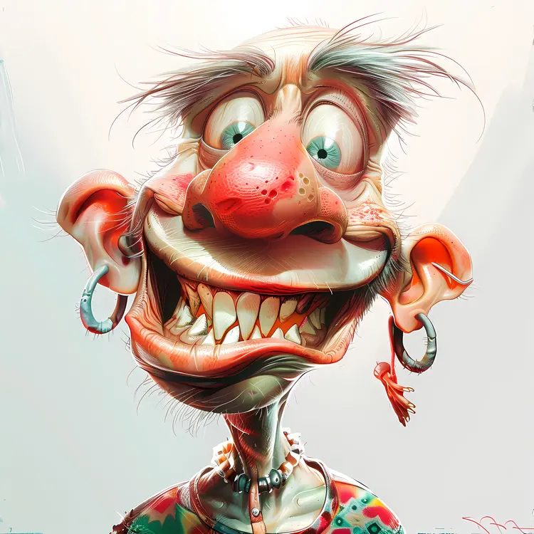 Funny Cartoon Man with Big Smile