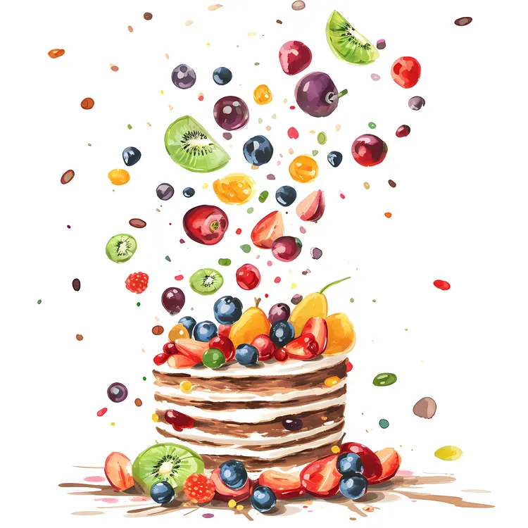 Fruitcake with Berries and Kiwi