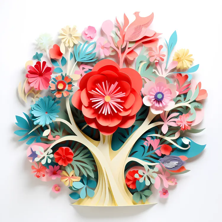 Floral Tree with Blossoming Flowers