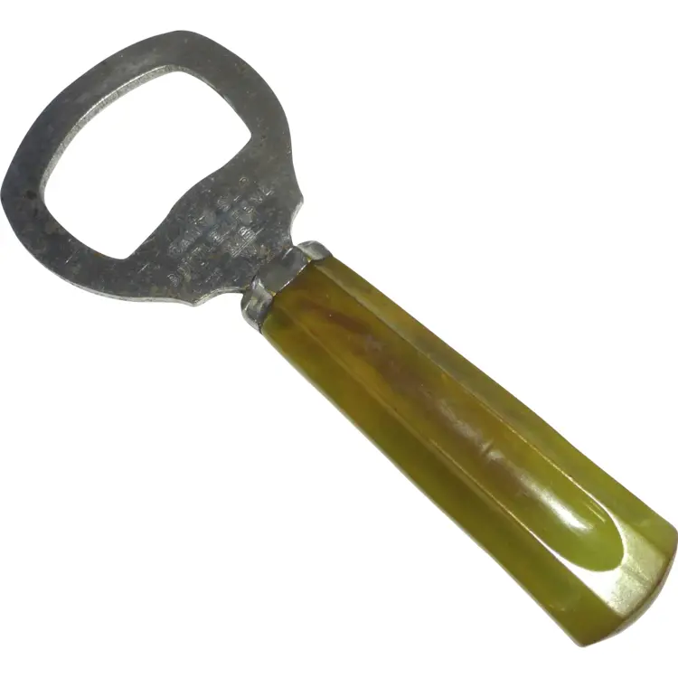 Metal Bottle Opener with Yellow Handle
