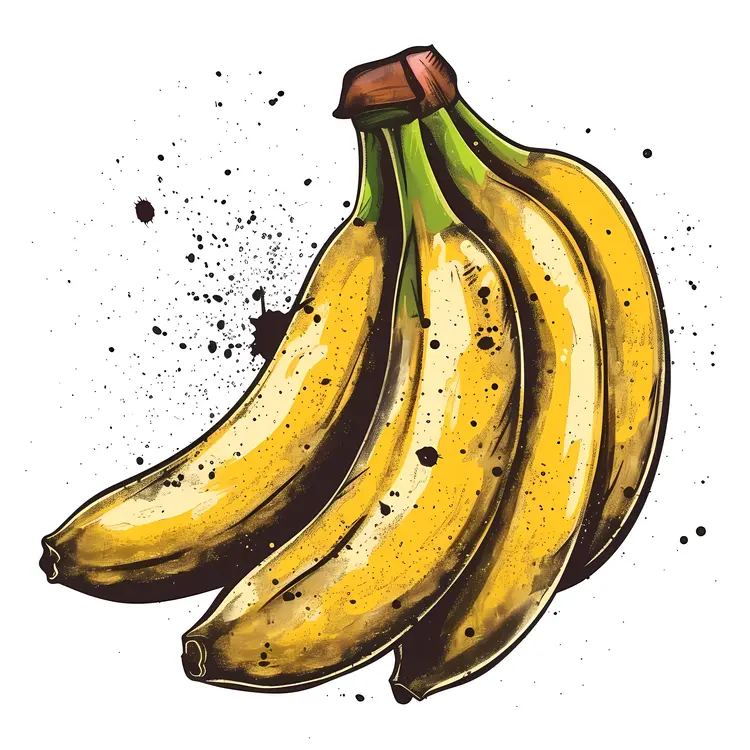 Bunch of Yellow Bananas with Splashes