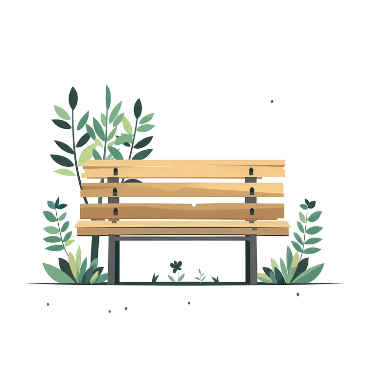Yellow Bench with Plants and Leaves