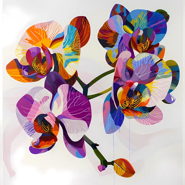 Colorful Orchids Illustration