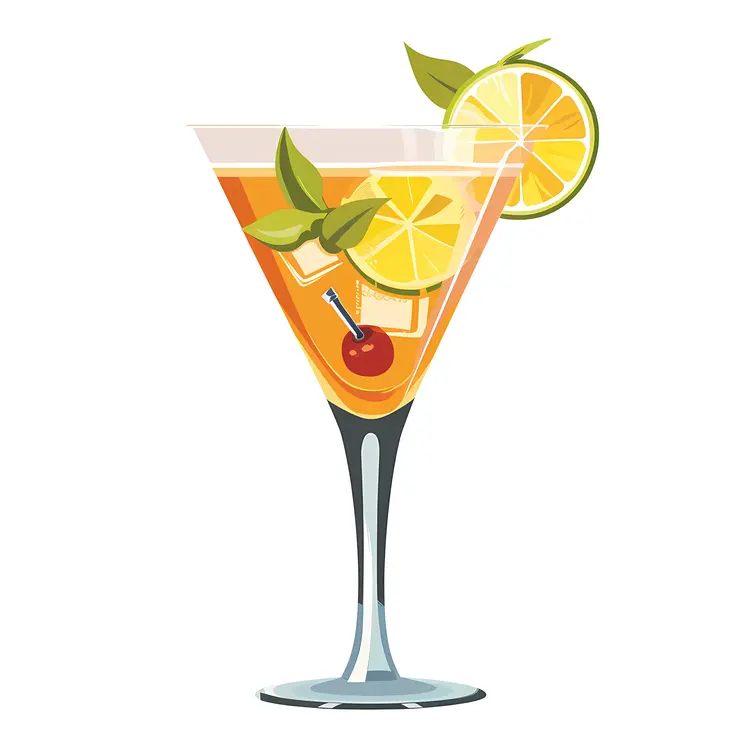 Cocktail with Lemon and Cherry