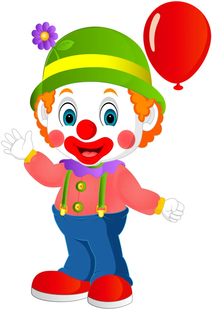 Cute Cartoon Clown with Balloon