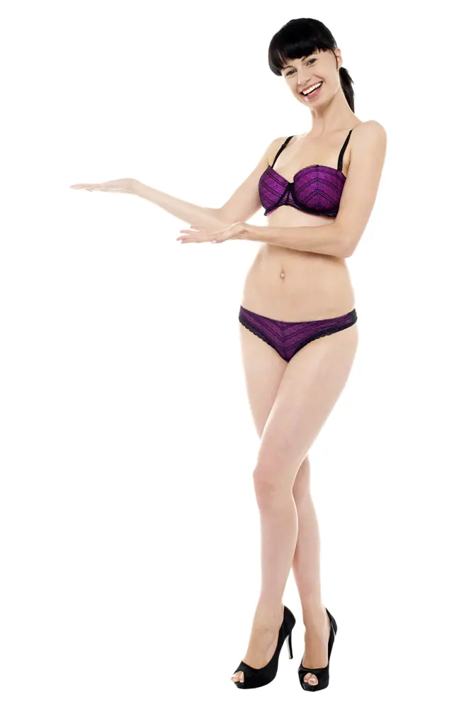 Woman Posing in Purple Lingerie