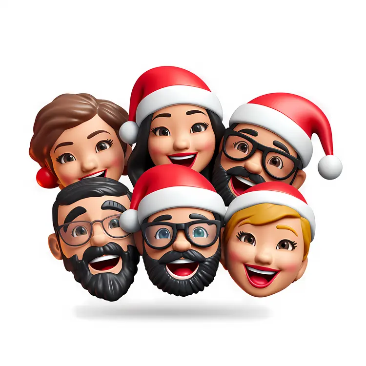 Group of Smiling Christmas Characters