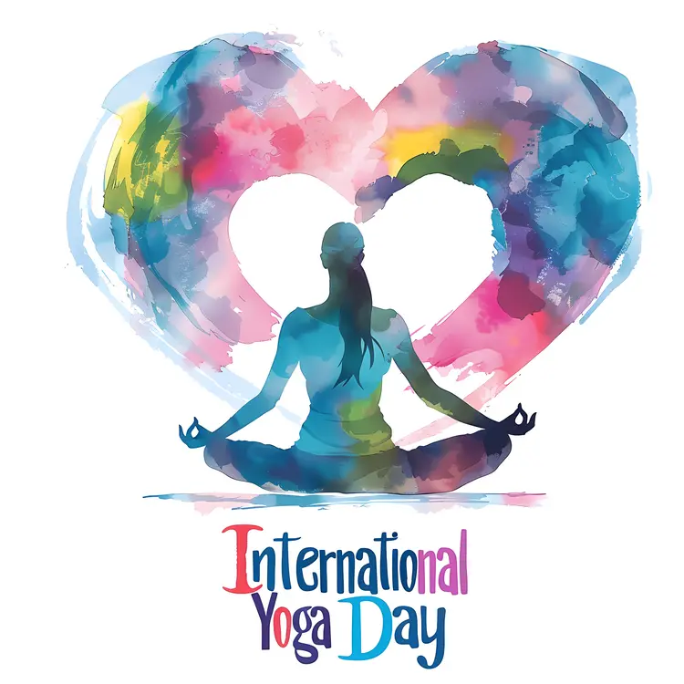 International Yoga Day Watercolor Pose