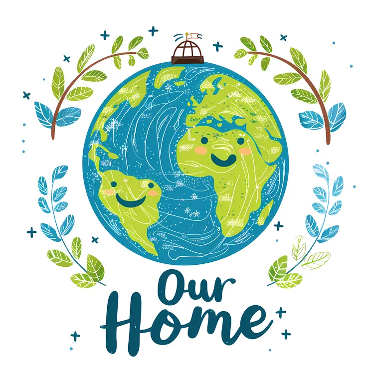 Our Home Earth Illustration with Leaves