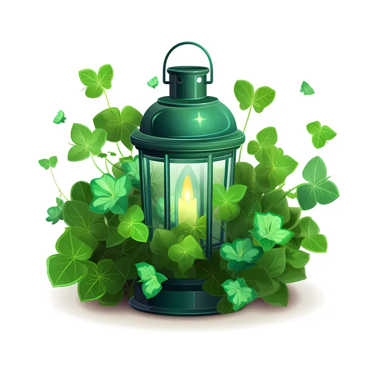 Green Lantern with Clovers for St. Patrick's Day