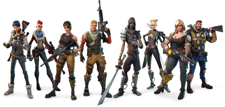 Group of Game Characters with Weapons