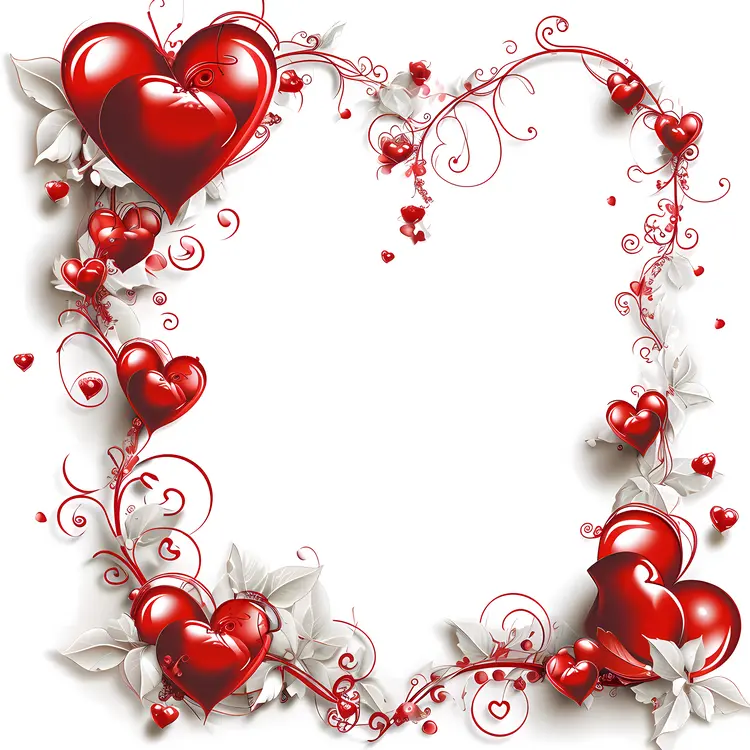 Red Hearts and Leaves Heart-Shaped Decorative Frame
