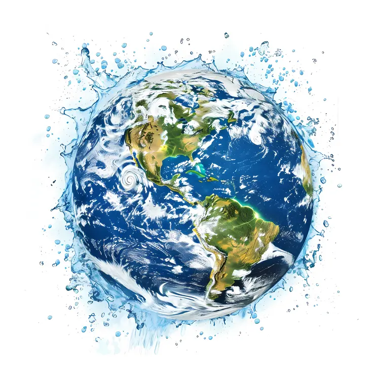 Earth with Water Splash Illustration