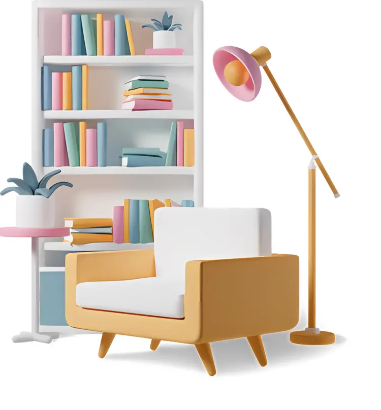 Cozy Reading Nook with Bookshelf