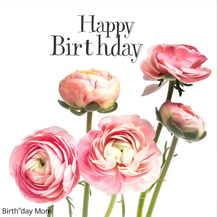 Happy Birthday with Pink Flowers