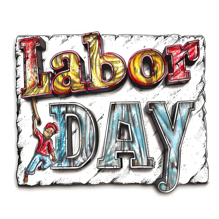 Labor Day Celebration with Worker Illustration