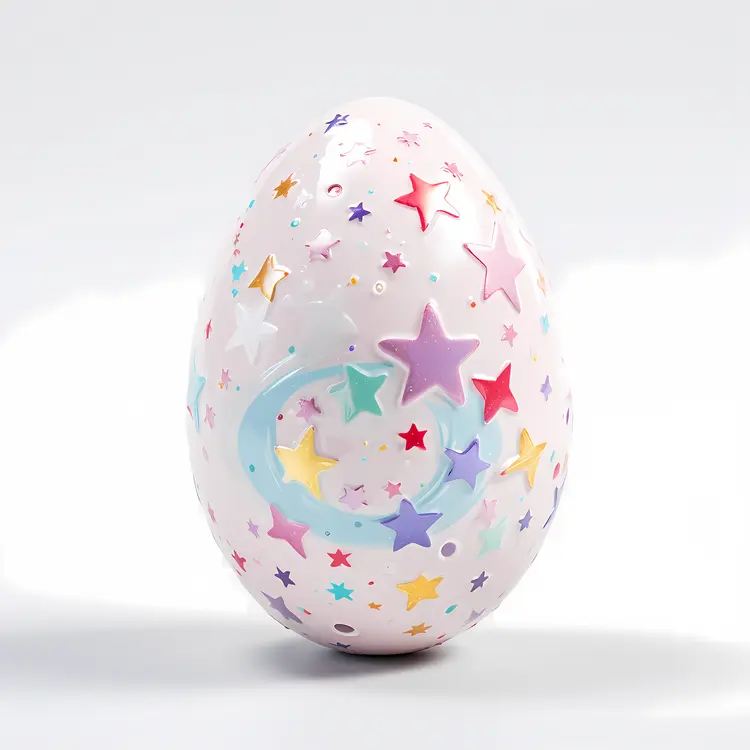 Decorative Egg with Stars in Pastel Colors
