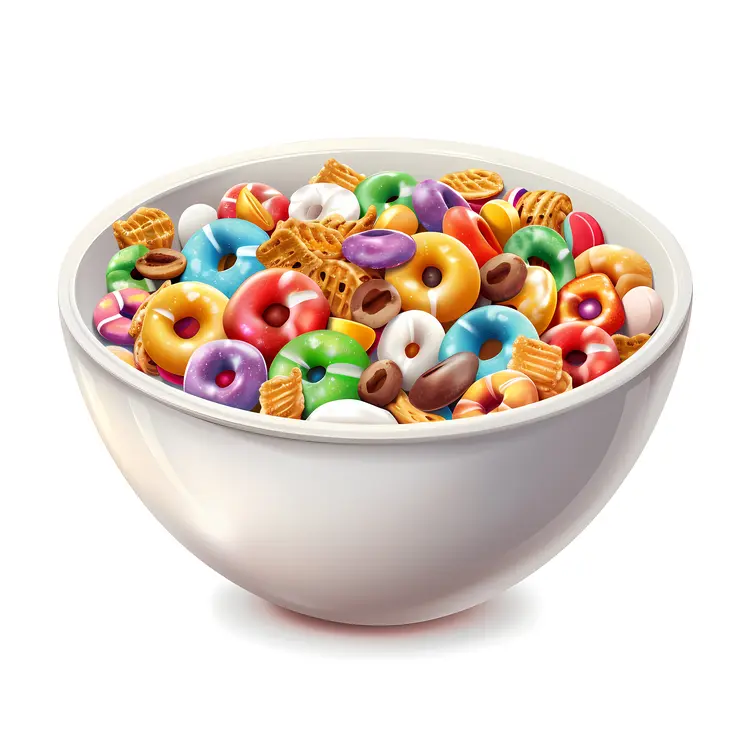 Colorful Cereal in White Bowl