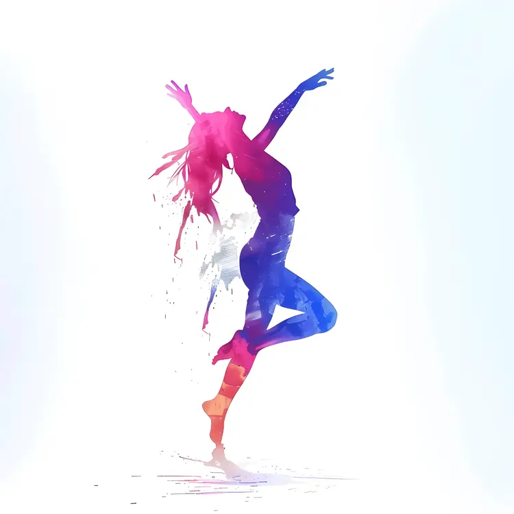 Colorful Silhouette of a Dancer in Motion