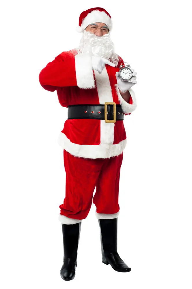Santa Claus Holding a Clock
