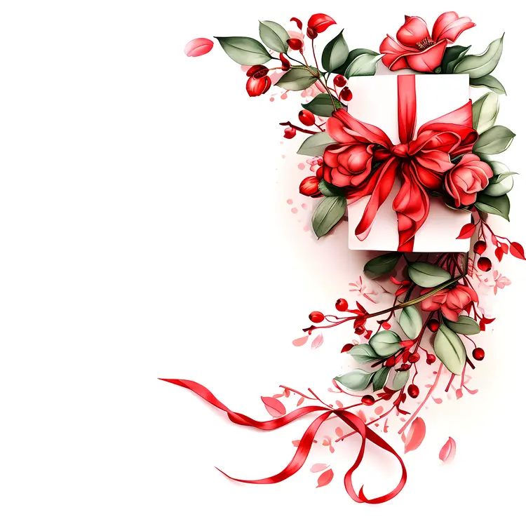 Gift Box with Beautiful Flower Arrangement