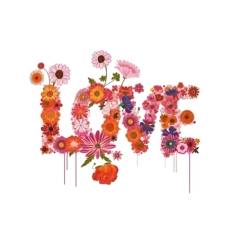 Floral Love Text Art