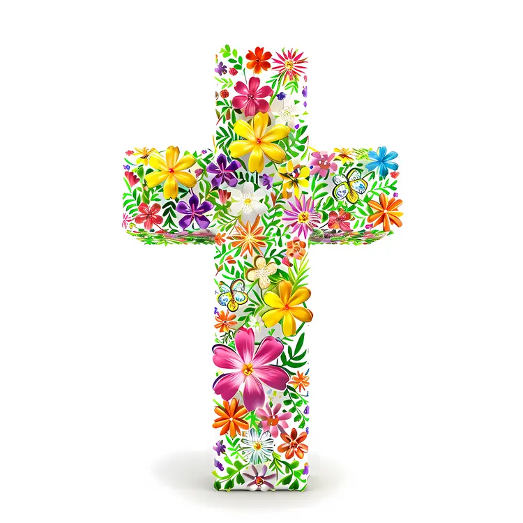 Colorful Floral Cross Decoration