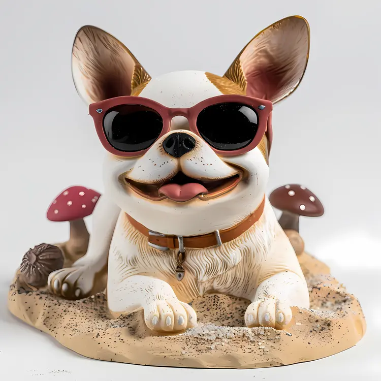 Cute Dog Statue with Sunglasses