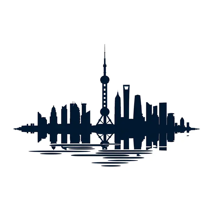 Shanghai Skyline Silhouette